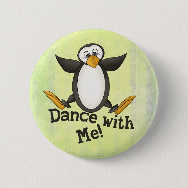 Dancing Penguin 6 Cm Round Badge (Front)