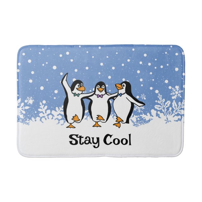 Dancing Penguins Design Bath Mat (Front)