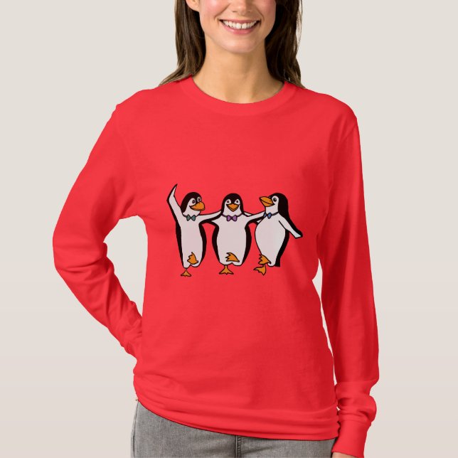 Dancing Penguins Ladies Long Sleeve T-Shirt (Front)