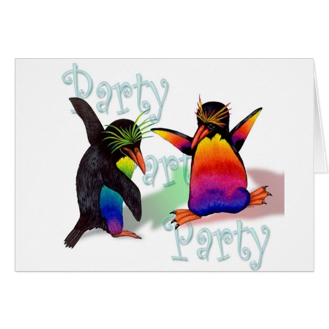 Dancing Penguins Party Announcement (Front Horizontal)