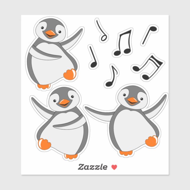 Dancing Penguins Vinyl Stickers (Sheet)