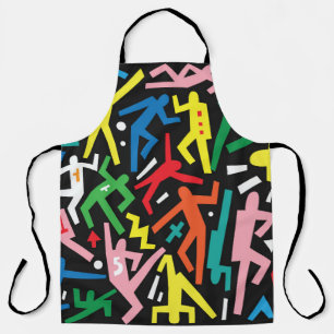 Dancing people, doodle set pattern. apron