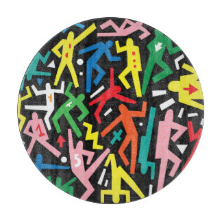 Dancing people, doodle set pattern. cutting board