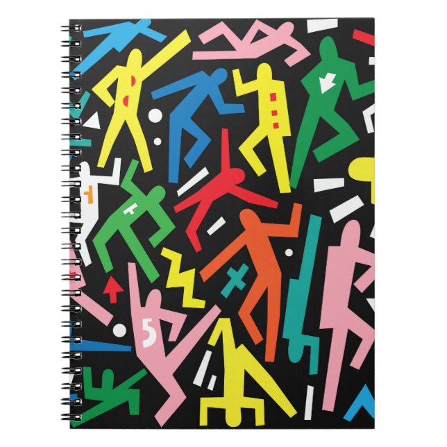 Dancing people, doodle set pattern. notebook (Front)