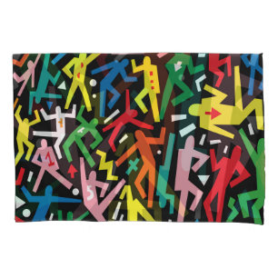 Dancing people, doodle set pattern. pillowcase