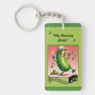 Dancing Pickle with Boom Box Key Ring