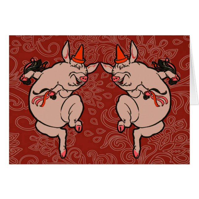 Dancing Pig Antique Cute Dancer (Front Horizontal)