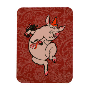 Dancing Pig Antique Cute Dancer Magnet