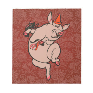 Dancing Pig Antique Cute Dancer Notepad