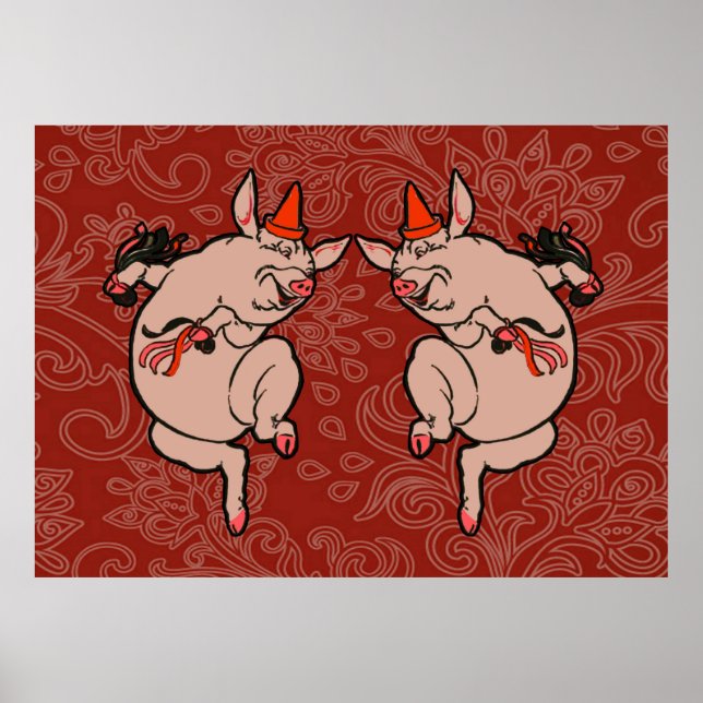 Dancing Pig Antique Cute Dancer Poster (Front)