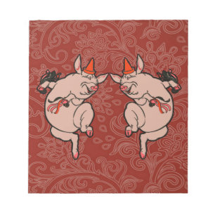 Dancing Pig Vintage Cute Dancer Notepad