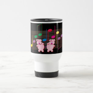 Dancing Piglets:  We love music Travel Mug
