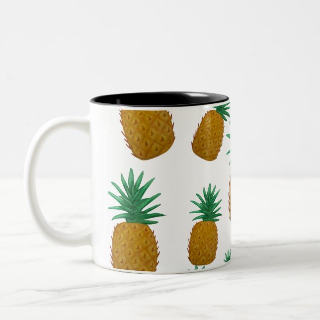 Dancing pineapples Two-Tone coffee mug (Left)