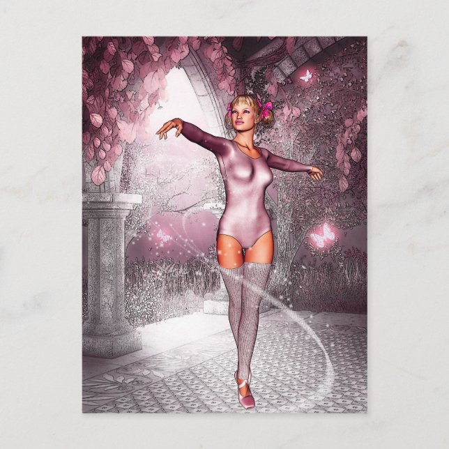 Dancing Pink Ballerina Postcard (Front)