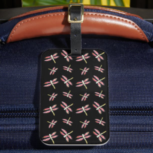 Dancing Pink Dragonflies Pattern Luggage Tag