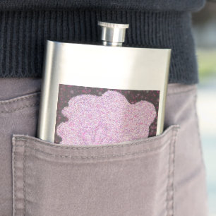 Dancing pink tree glitter Tu B'Shvat ט״ו בשבט Hip Flask