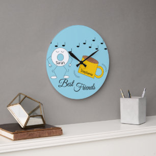 Dancing Powered Donut & Coffe Mug : Large Clock