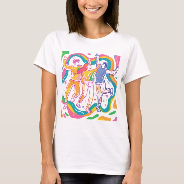 Dancing Pride Rainbow Art  Colourful LGBTQ+  T-Shirt (Front)