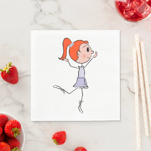 Dancing Princess Cute Ballerina Stick Figure  Napkin