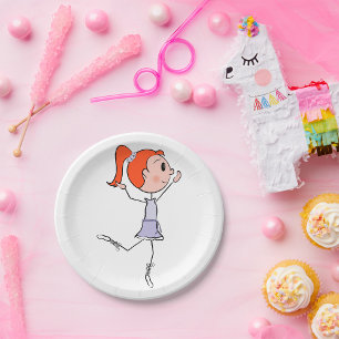 Dancing Princess Cute Ballerina Stick Figure Paper Plate