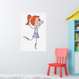 Dancing Princess Cute Ballerina Stick Figure  Poster