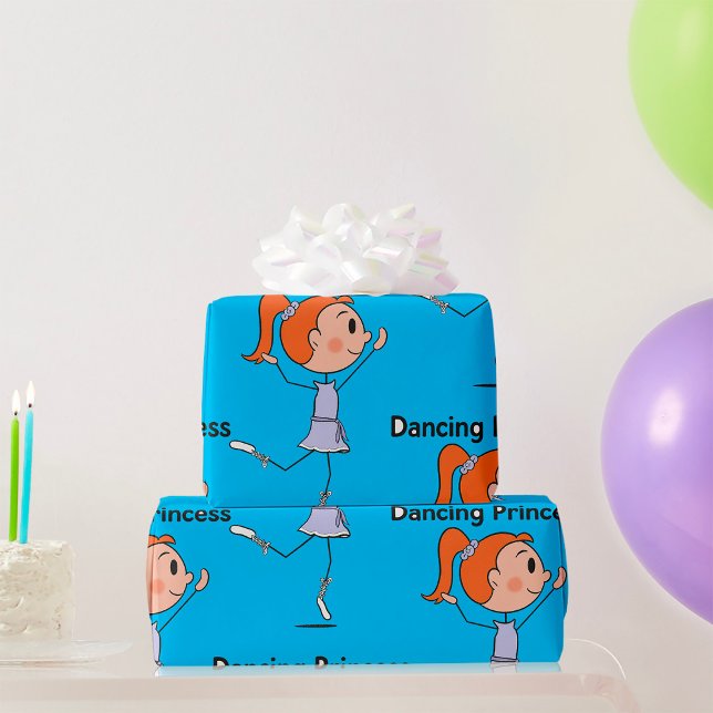 Dancing Princess Cute Ballerina Stick Figure  Wrapping Paper (Creator Uploaded)