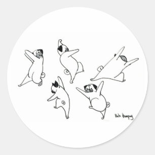 Dancing Pugs Classic Round Sticker