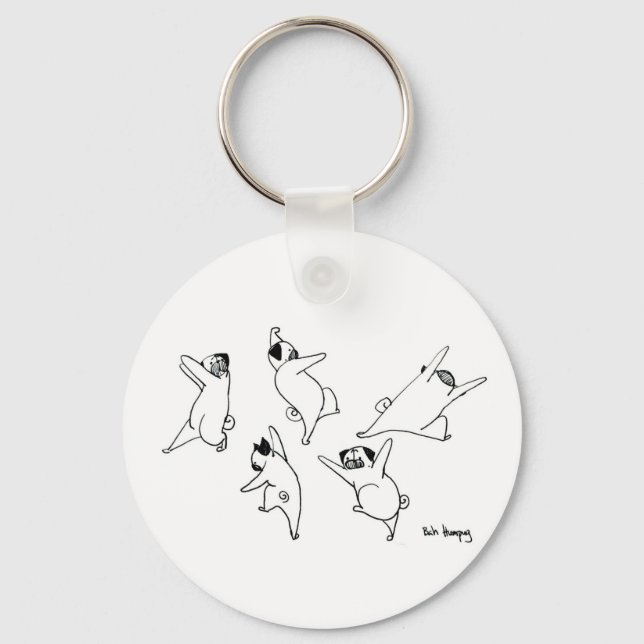 Dancing Pugs Key Ring (Front)