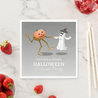 Dancing Pumpkin and Ghost Paper Napkin