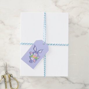 Dancing Purple Easter Bunny Gift Tags