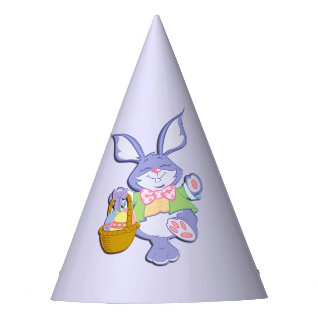 Dancing Purple Easter Bunny Lavender Party Hat (Front)
