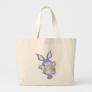 Dancing Purple Easter Bunny Mint Large Tote Bag