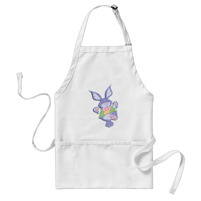 Dancing Purple Easter Bunny Mint Standard Apron (Front)