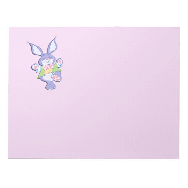 Dancing Purple Easter Bunny Notepad (Front)