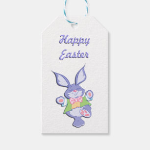 Dancing Purple Easter Bunny To and From Gift Tags