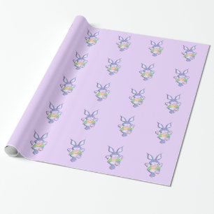 Dancing Purple Easter Bunny Wrapping Paper