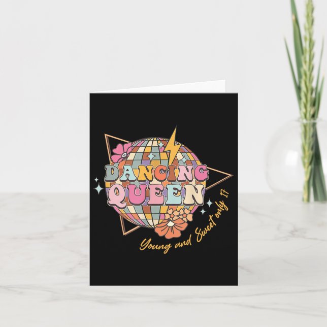 Dancing Queen Foral 17th Birthday Disco Ball  Card (Front)