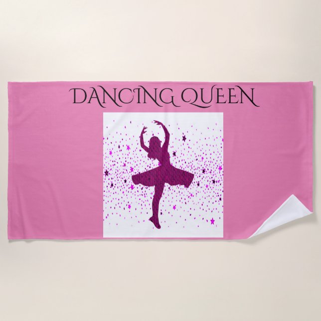 DANCING QUEEN girl's beach towel. Beach Towel (Front)