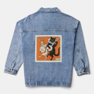 Dancing Rabbit and Cat Denim Jacket