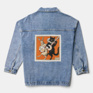 Dancing Rabbit and Cat Denim Jacket