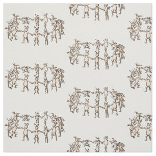 dancing rabbit bunnies in a circle repeat fabric
