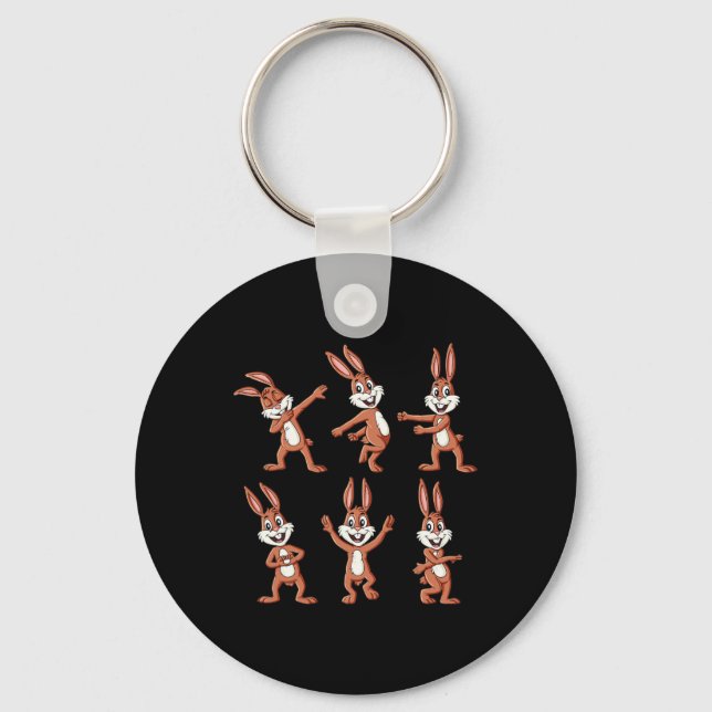Dancing Rabbits Easter Day Dance Challenge Boys Gi Key Ring (Front)