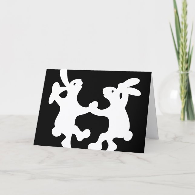  Dancing Rabbits Greeting Card (Front)