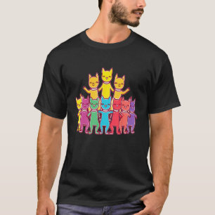 Dancing Rainbow Cats Funny Summer Festival Rave T-Shirt