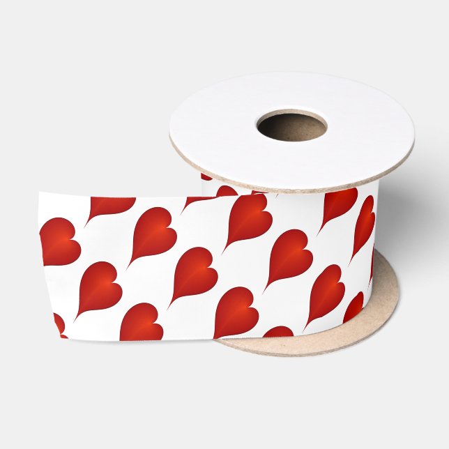 Dancing Red Hearts Modern Abstract Digital Art Satin Ribbon (Spool)