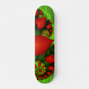 Dancing Red Hearts Modern Abstract Fractal Art Skateboard