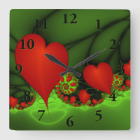 Dancing Red Hearts Modern Abstract Fractal Art