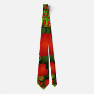 Dancing Red Hearts Modern Abstract Fractal Art Tie