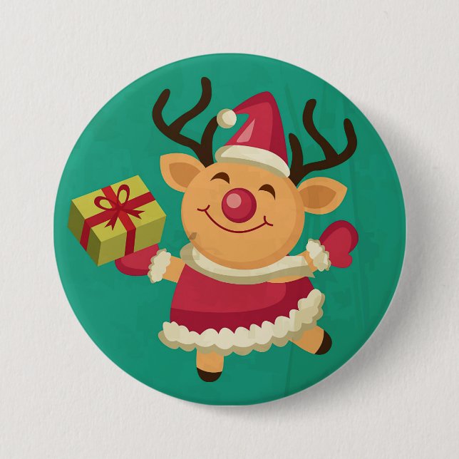 Dancing Reindeer Button (Front)