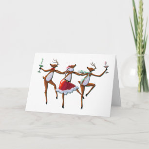 DANCING REINDEER by SHARON SHARPE Holiday Card